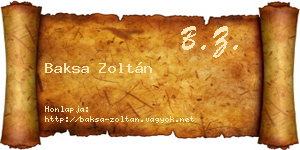 Baksa Zoltán névjegykártya